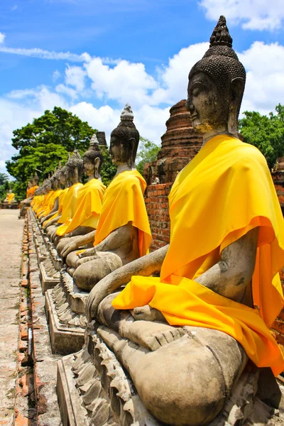 Stone statue of a Buddha in Ayutthaya, Thailand. — Stockfoto