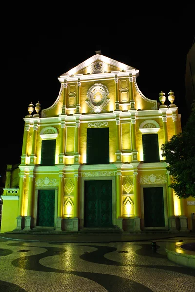 Sao domingos, st. dominic's kościoła w macau w nocy. — Zdjęcie stockowe