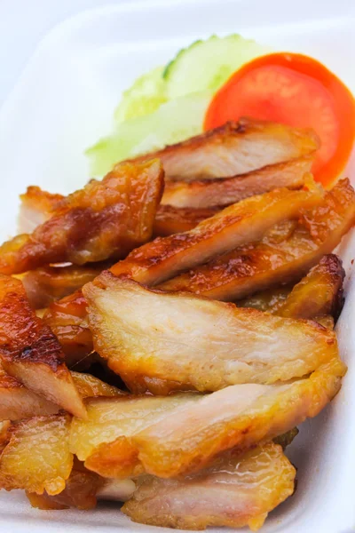 Detail vom gegrillten Schweinefleisch mit Kräutern. — Stockfoto