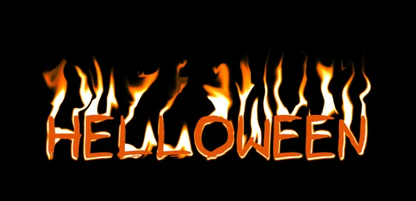 Halloween in Feuer isoliert auf schwarzem Hintergrund. — Stockfoto