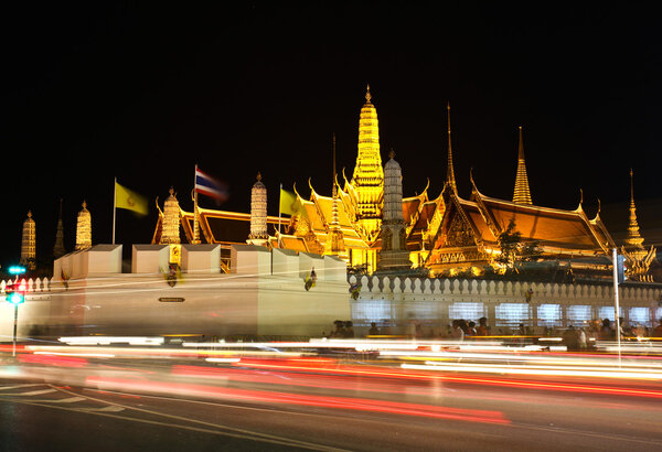 Night view of grand palace in bangkok, Thailand.