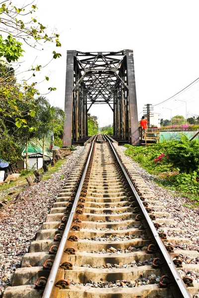 Railway bridge at Bangkoknoi, Talingchan, Thailand. It is near T — Stock Photo, Image
