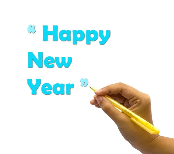 Una mano escribiendo las palabras Feliz Año Nuevo . — Foto de Stock