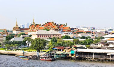 Grand palace ve şehir Bangkok chao Phraya Nehri