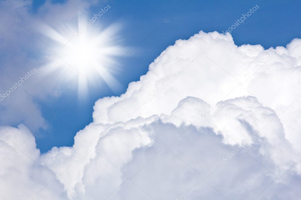 Sky with clouds and sun