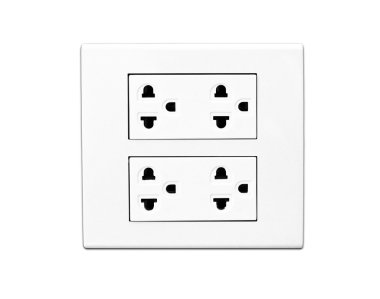 Beyaz arka plan üzerinde izole Tayland elektrik prizine.