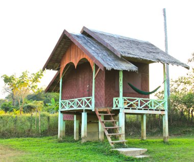 Geleneksel Ahşap evde vang vieng, laos.