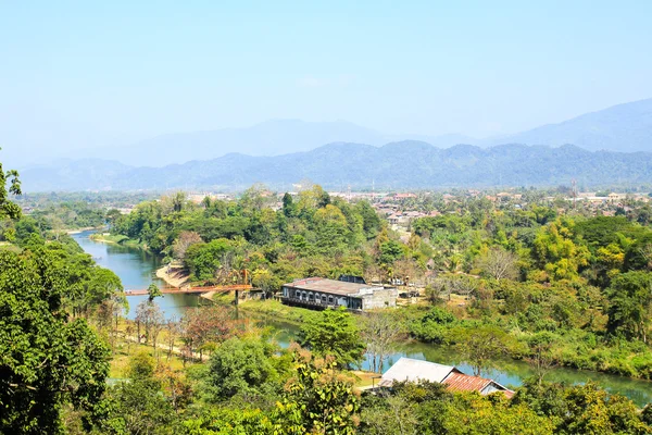 Landscape by the Song River at Vang Vieng, Laos. — Stock Photo, Image