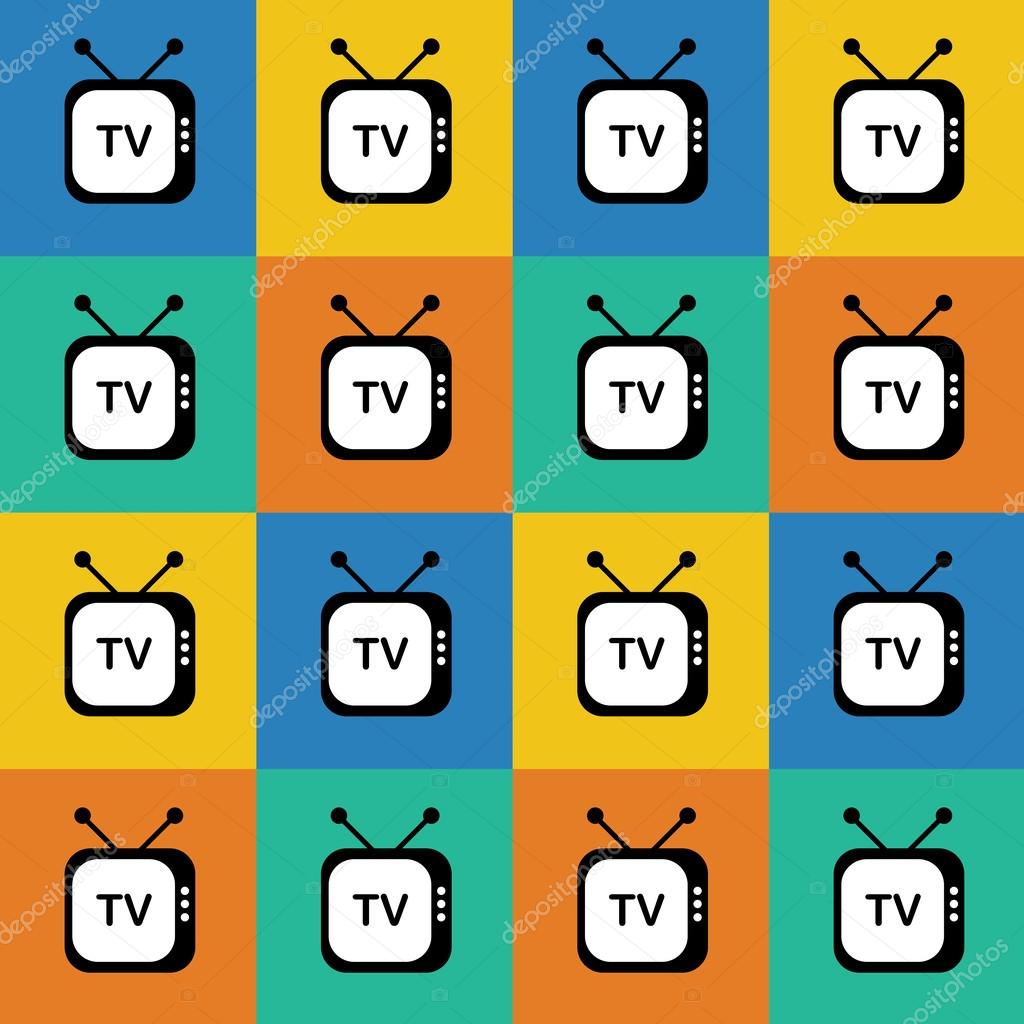 Retro tv web icon. Seamless pattern. Vector background.