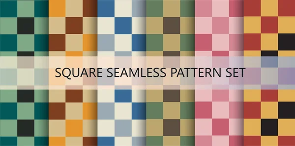 Squares seamless pattern. Vector set. — Stock Vector