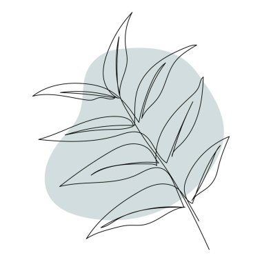 Plant leaves line art. Contour drawing. Minimalism art.