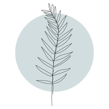 Plant leaves line art. Contour drawing. Minimalism art.