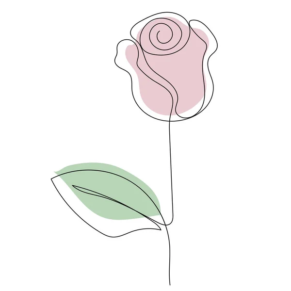 Rose Flower Line Art Contour Drawing Minimalism Art — Vettoriale Stock