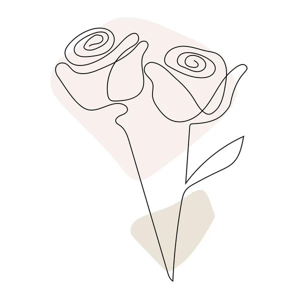 Rose Flower Line Art Contour Drawing Minimalism Art — Stock vektor