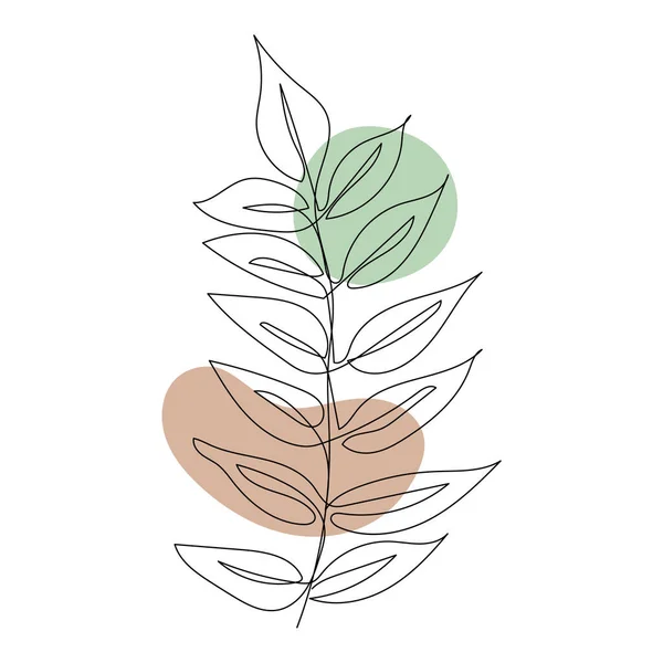 Plant Leaves Line Art Contour Drawing Minimalism Art — Wektor stockowy