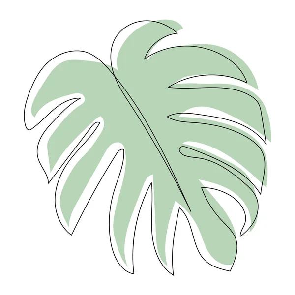Plant Leaves Line Art Contour Drawing Minimalism Art — Stock vektor