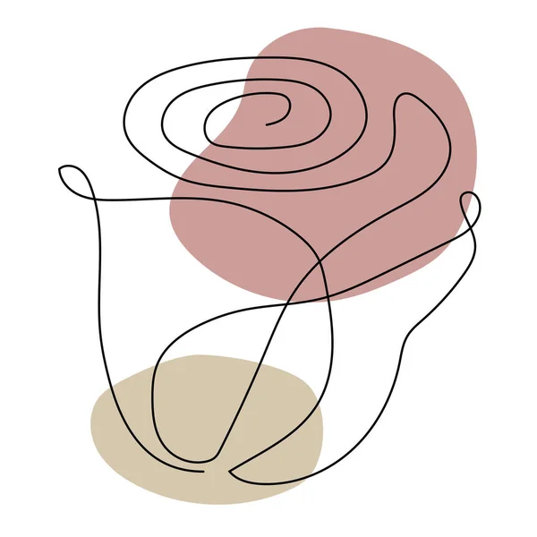 Rose Flower Line Art Contour Drawing Minimalism Art —  Vetores de Stock