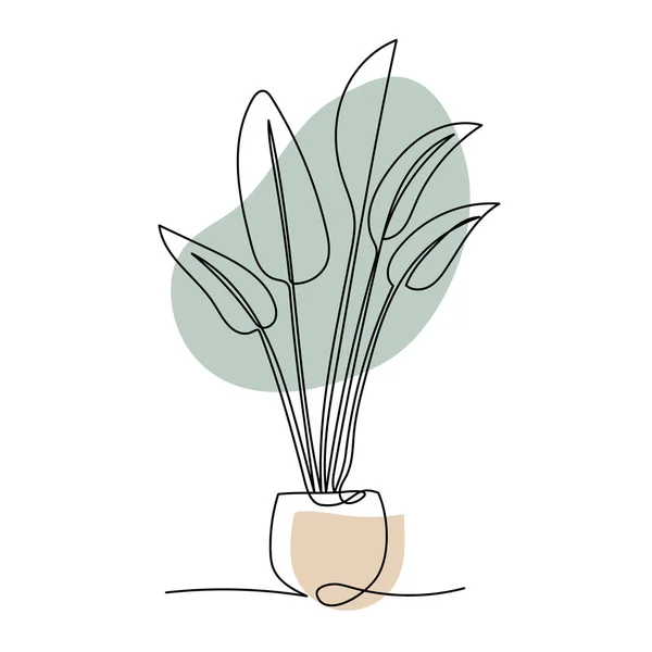 Plant Pot Line Art Contour Drawing Minimalism Art — Wektor stockowy