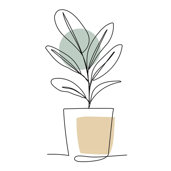 Plant Pot Line Art Contour Drawing Minimalism Art — 스톡 벡터