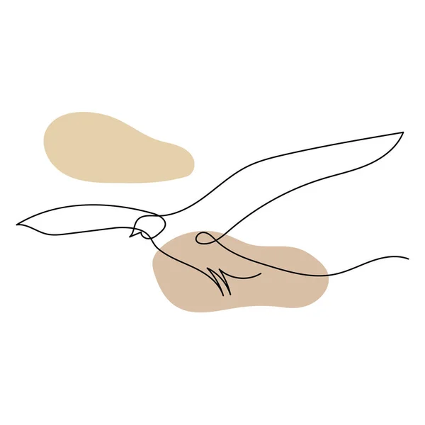 Flying Seagull Line Art Contour Drawing Minimalism Art - Stok Vektor