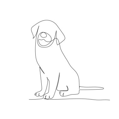 Continuous line drawing of a cute dog. Minimalism art.