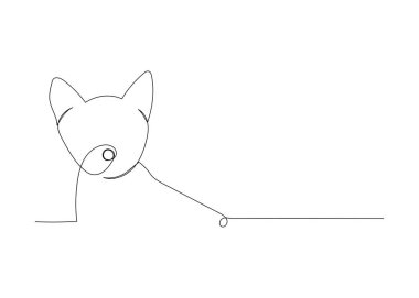 Continuous line drawing of a cute cat. Minimalism art.