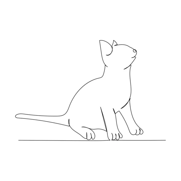 Continuous Line Drawing Cute Cat Minimalism Art — 图库矢量图片