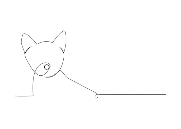 Continuous Line Drawing Cute Cat Minimalism Art — 스톡 벡터