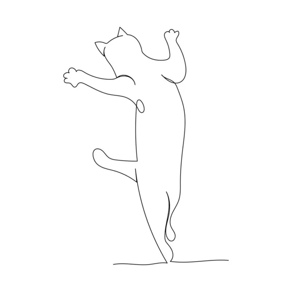 Continuous Line Drawing Cute Cat Minimalism Art — 图库矢量图片