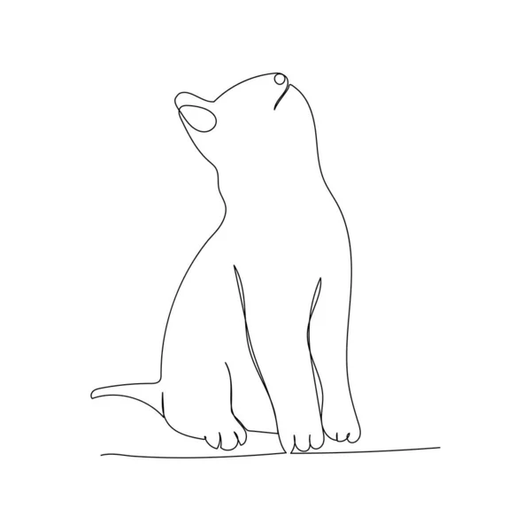 Continuous Line Drawing Cute Cat Minimalism Art — Vettoriale Stock