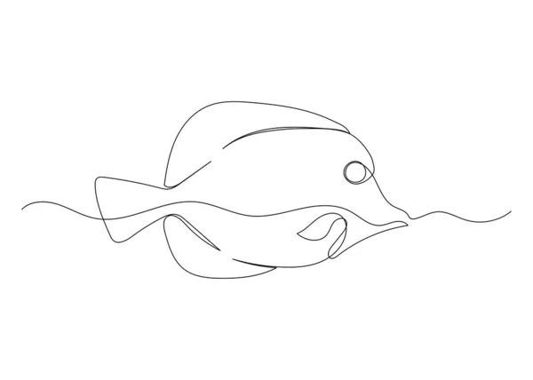 Nepřetržitá Čára Kreslení Ryb Oceánem Minimalistické Umění — Stockový vektor