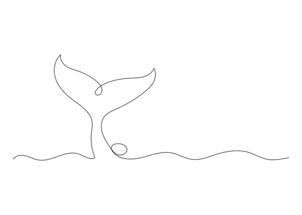 Nepřetržité Kreslení Velrybího Ocasu Minimalistické Umění — Stockový vektor