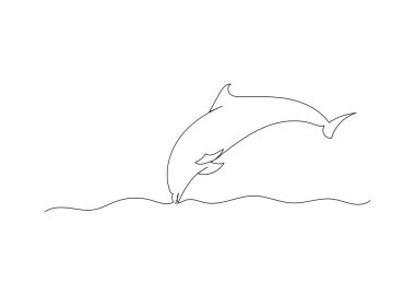 Okyanusla yunus arasında kesintisiz bir çizgi çiziyor. Minimalizm sanatı.
