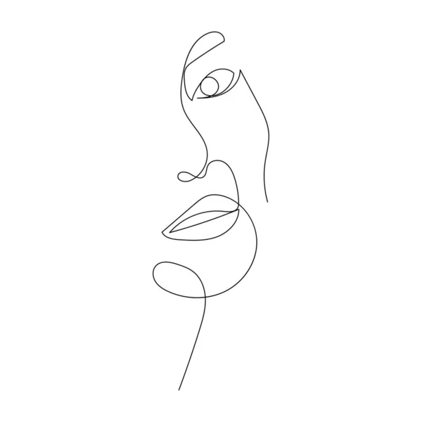 Desenho Linha Contínua Retrato Rosto Uma Bela Mulher Arte Minimalista — Vetor de Stock