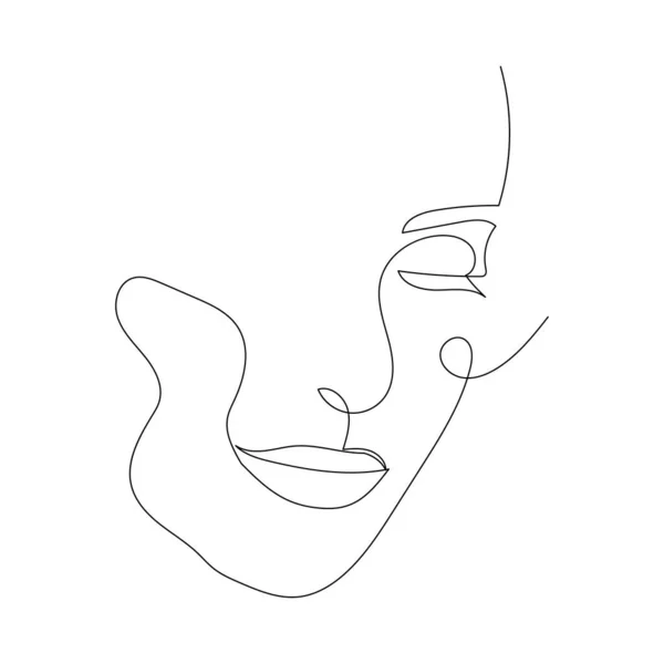 Dessin Trait Continu Portrait Beau Visage Femme Minimalisme Art — Image vectorielle