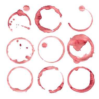 Wine stain circles in red tones with realistic gradient shading