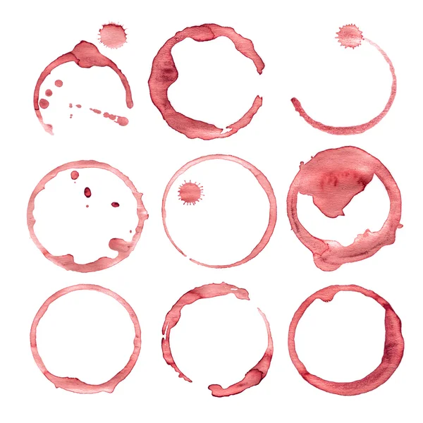 Wine stain circles in red tones with realistic gradient shading — Stock Photo, Image