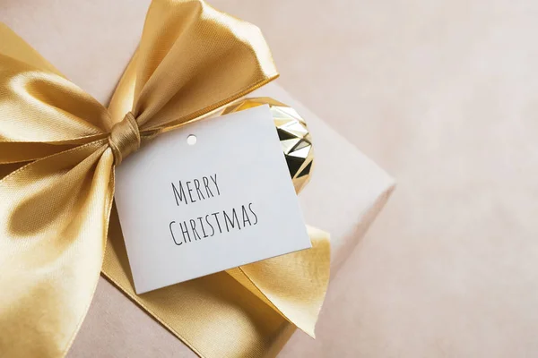 Coffret Cadeau Avec Texte Joyeux Noël Sur Fond Doré Belle — Photo