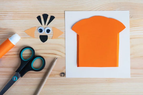 Childrens Crafts How Make Tiger Made Paper Symbol New Year — Fotografia de Stock