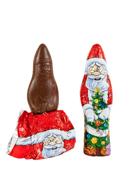 Chocolate figures of santa Claus — Stock Photo, Image