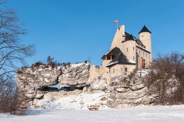 Slottet bobolice på vintern — Stockfoto