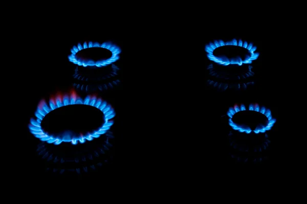 Flammes de gaz bleu — Photo