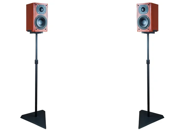 Par av mörka körsbär högtalare på stativ — Stockfoto