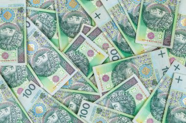Banknotes of 100 PLN (polish zloty) clipart