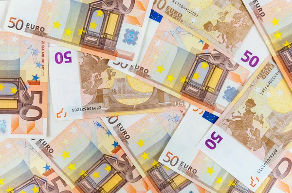 Pozadí 50 eurobankovek — Stock fotografie