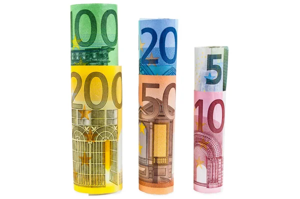A hengerelt euro-bankjegyek — Stock Fotó