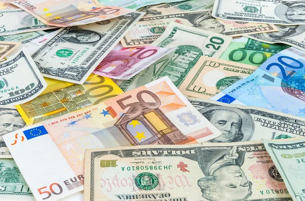 Dollaro e backgound euro — Foto Stock