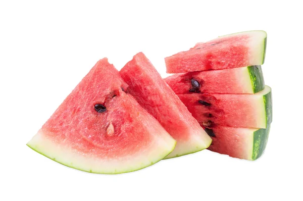 Wassermelone Stücke auf weißem Hintergrund — Stockfoto