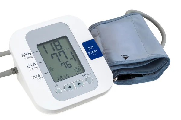 Digital blood pressure monitor on white background — Stock Photo, Image