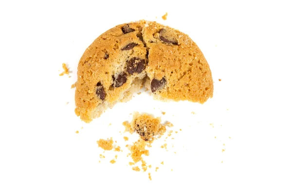 Hälfte gegessen Schokoladenchips Cookie — Stockfoto